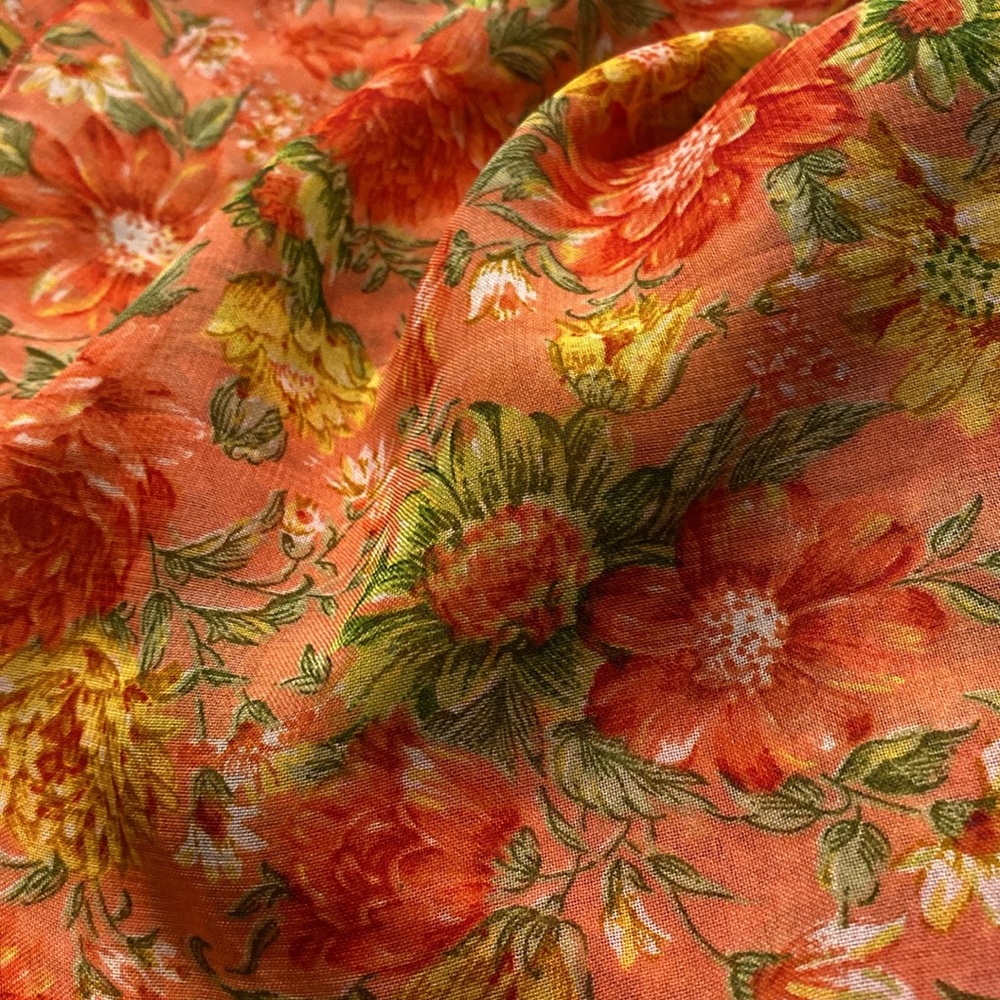 Beautiful Vintage Floral Colorful Scarf Head Wrap Neck Scarf - Picture 3 of 7
